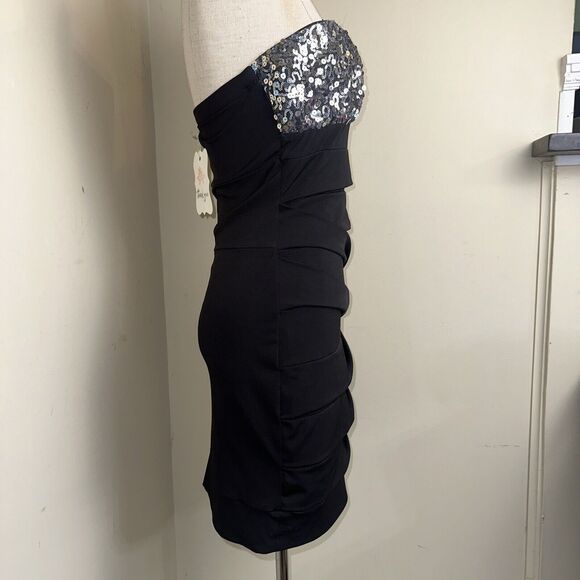 NWT RUBY ROX Y2k Mermaid Bandage Mini Dress Strapless Sequined Top Size Medium - Picture 4 of 8